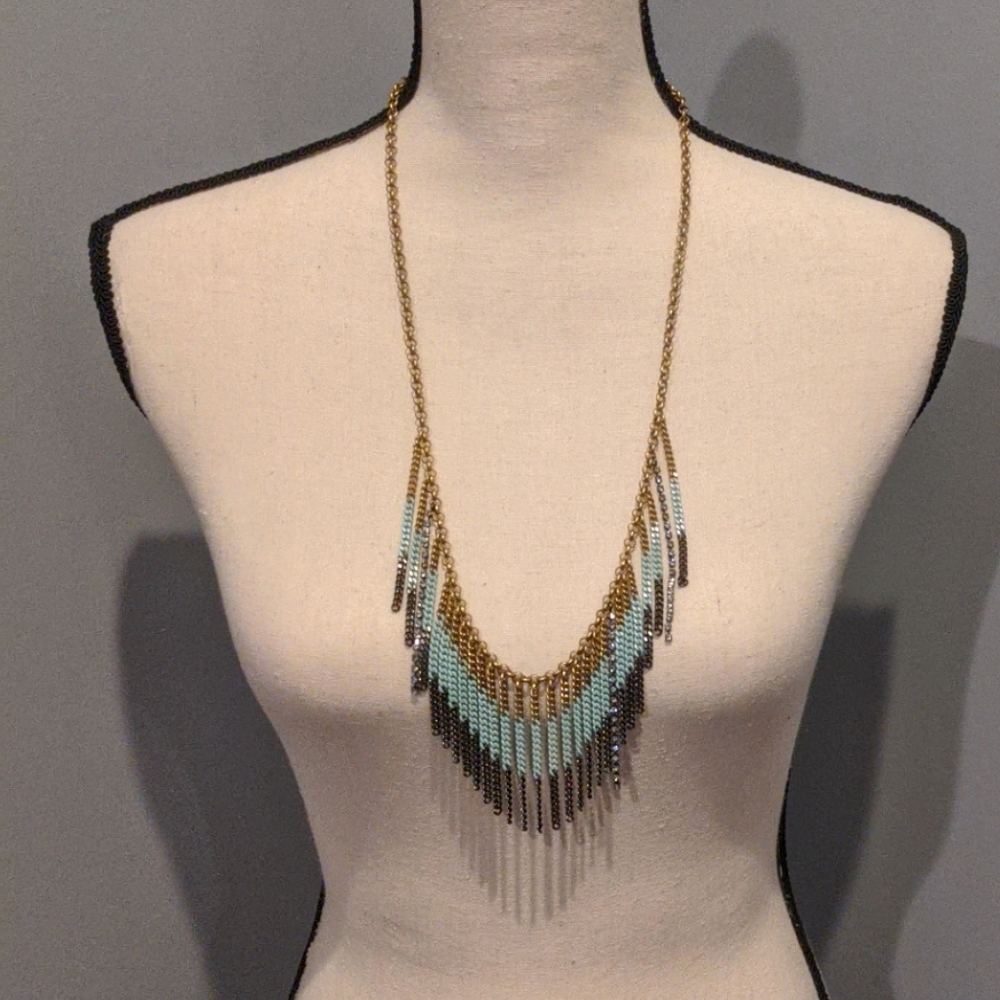 Juicy Couture | Blue and Gold Fringe Necklace